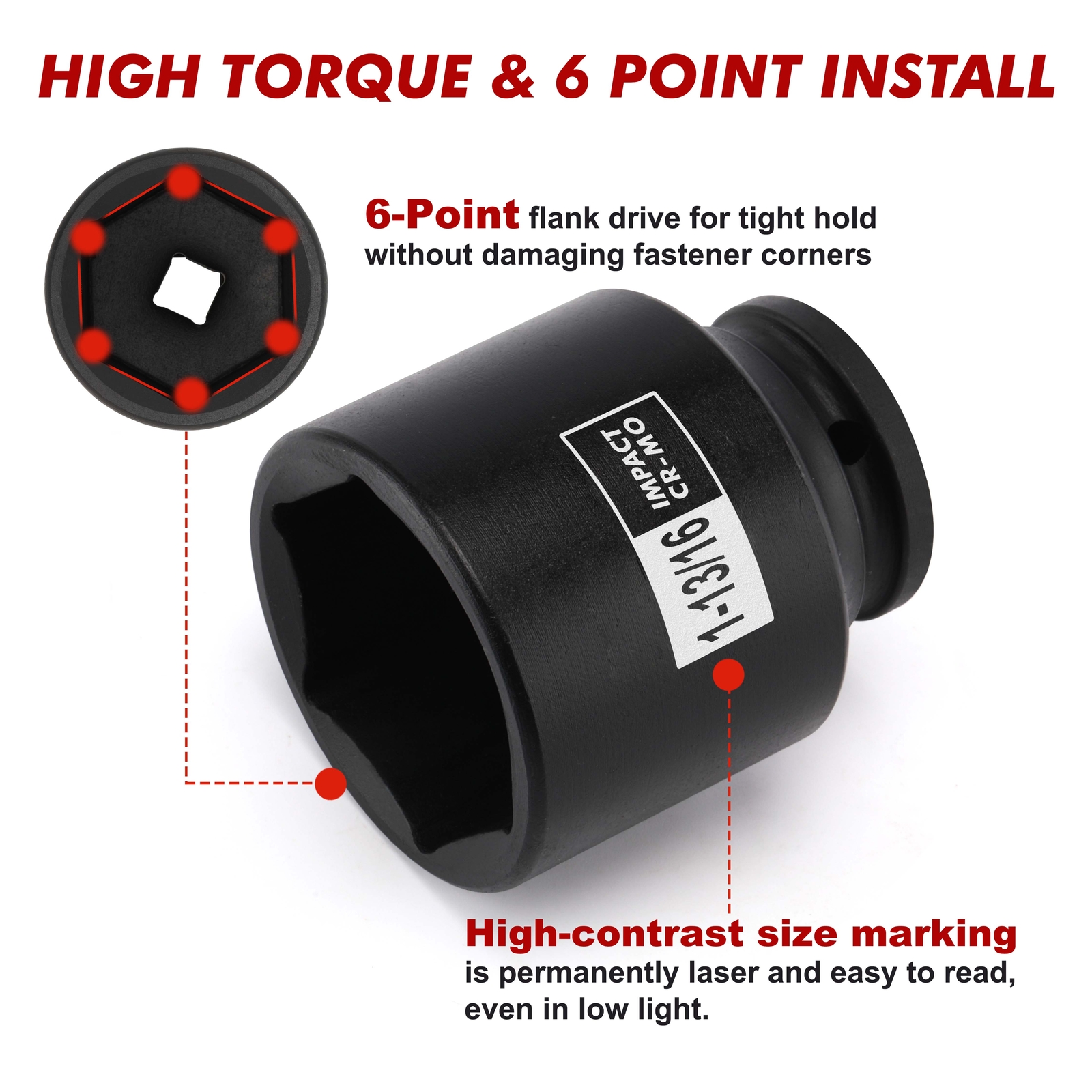 16PCS 1/2" Drive Shallow Spindle Axle Nut Impact Socket Set 6-Point Large CR-MO