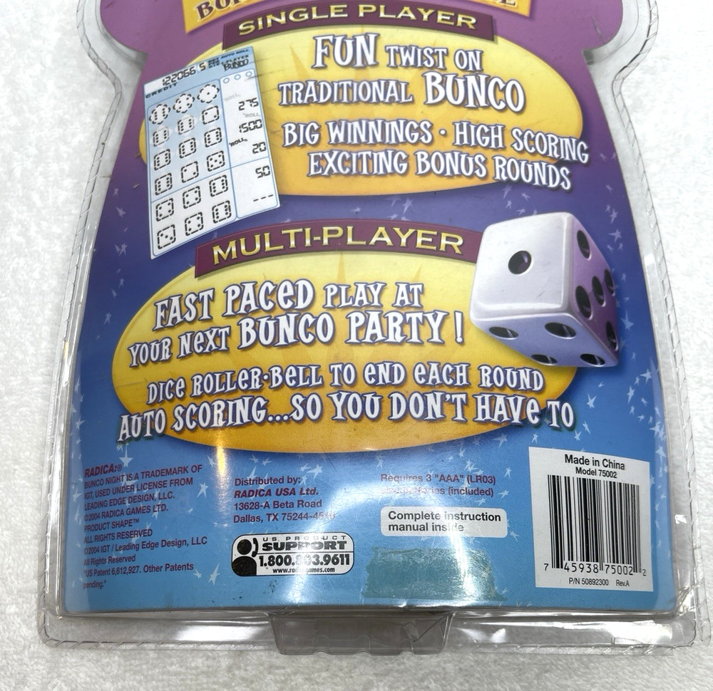 Bunco Night Handheld Electronic Game Single/Multi Player 2004