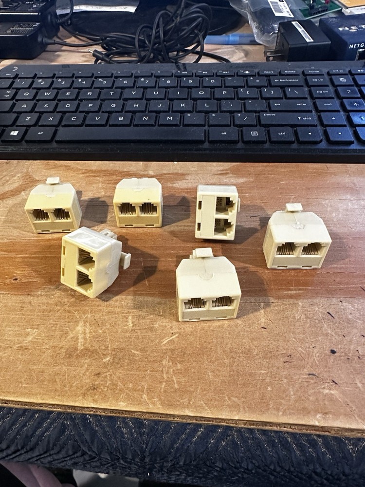 Modular TELEPHONE Line Cable Wall Outlet SPLITTER Double Jack Connector