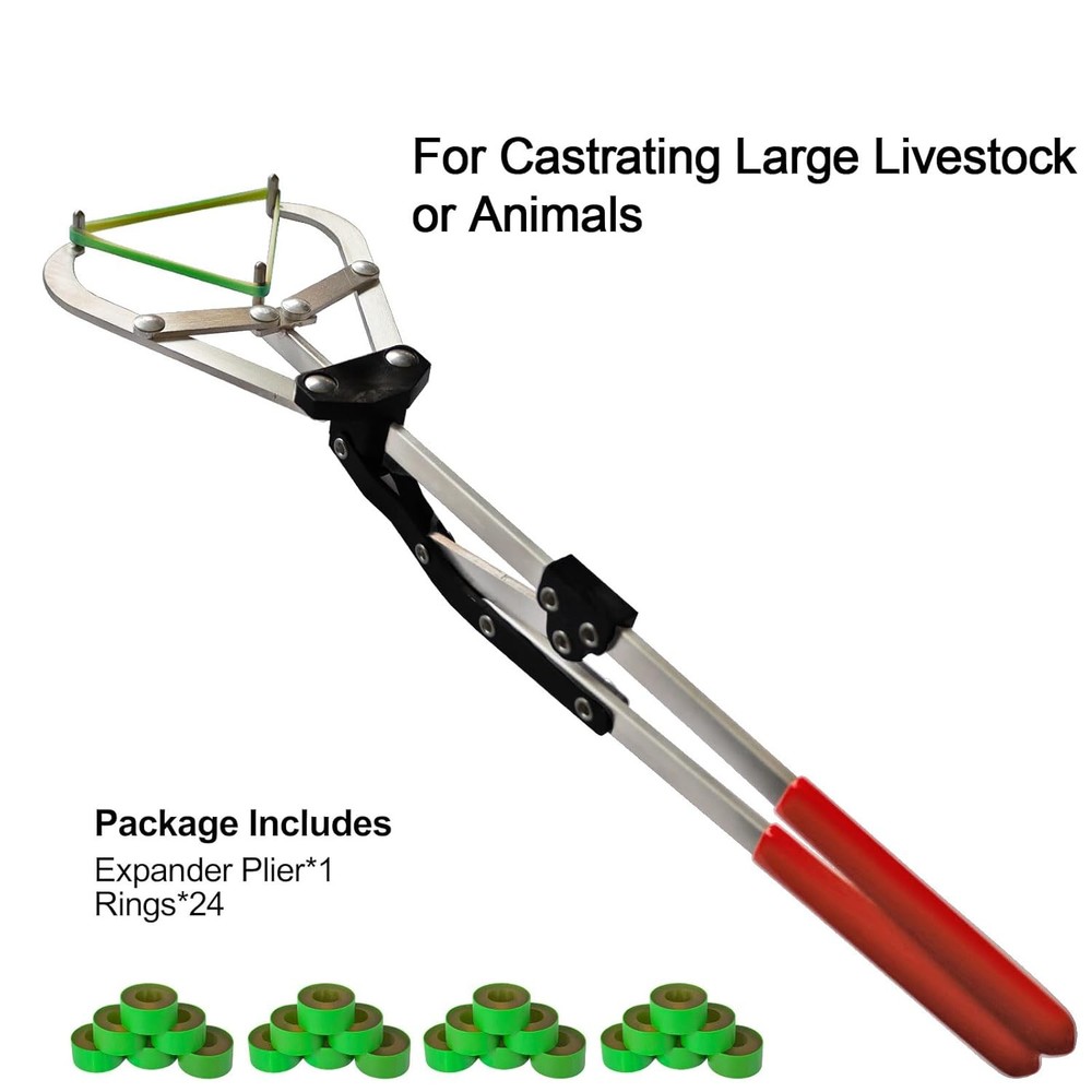 Cattle Banding Tool Large Expander Plier with 24 Rings Kit
