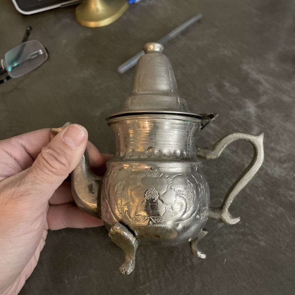 Middle Eastern Teapot Arabic Tea Pot Embossed Floral 6 Inch