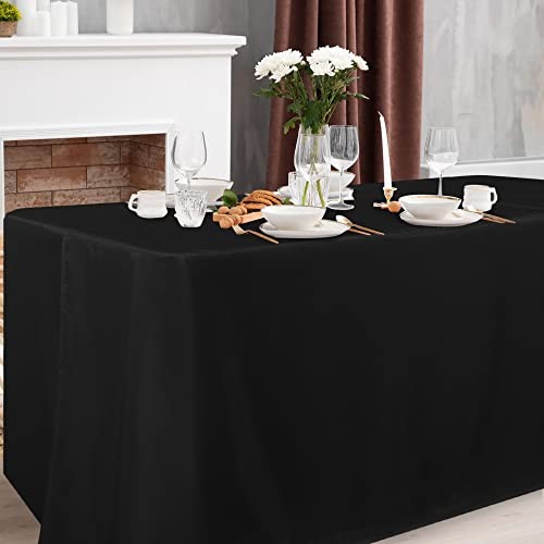 2 Pack Tablecloth Fitted Table Clothes for 4 Foot Rectangle 4FT | 2 Pack Black