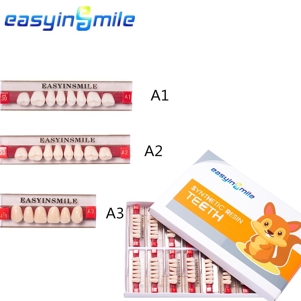 Easyinsmile Dental DIY Acrylic Resin Denture False Teeth Set/Upper/LowerA1/A2/A3