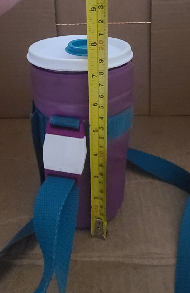 vintage tupperware lidded cup with carrying strap