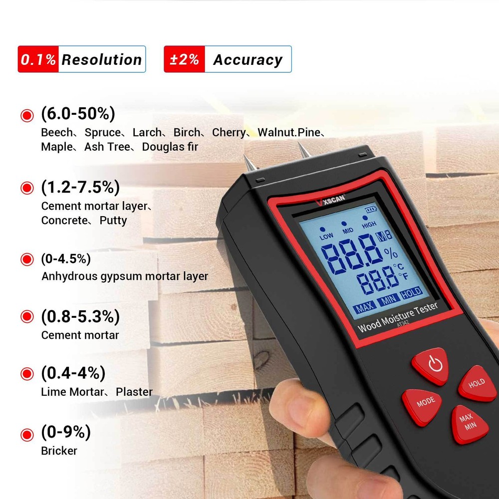 VXSCAN NF-568 Wooden Moisture Meter High Sensitive Sensor HD Backlight