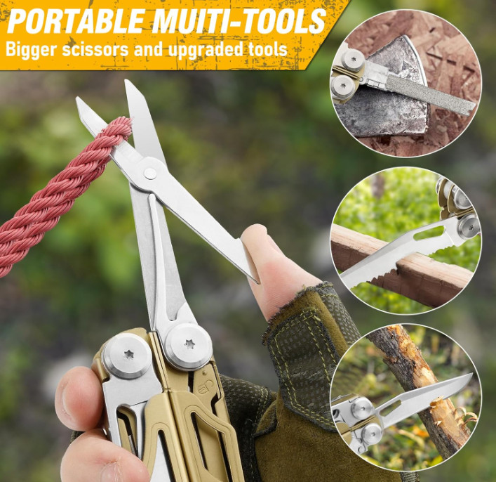 Multitool Pliers 31-In-1 Stainless Steel Multi Tool with Replaceable Cutters,Saw