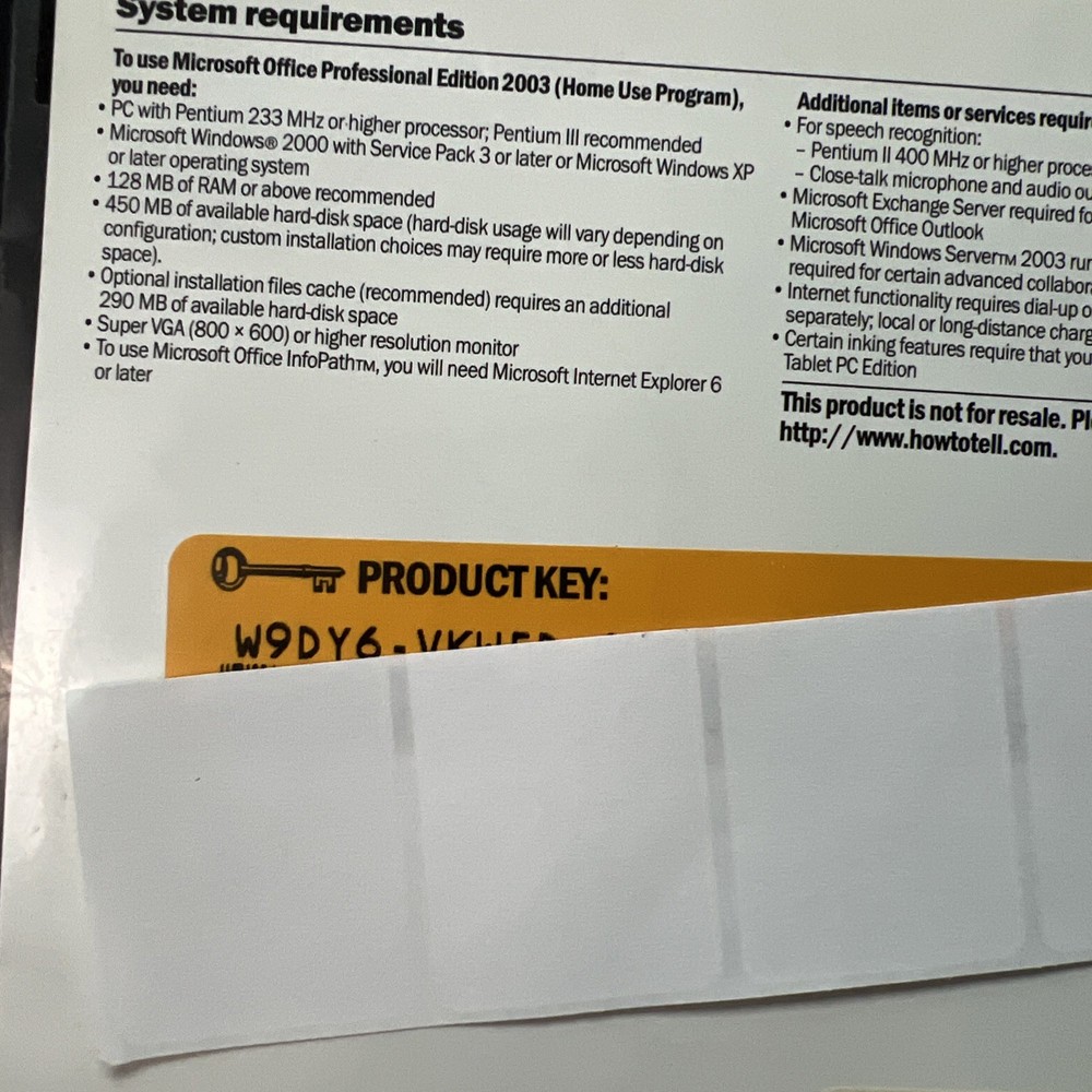 Microsoft Office Professional Edition 2003 - Home Use Program - with Product Key