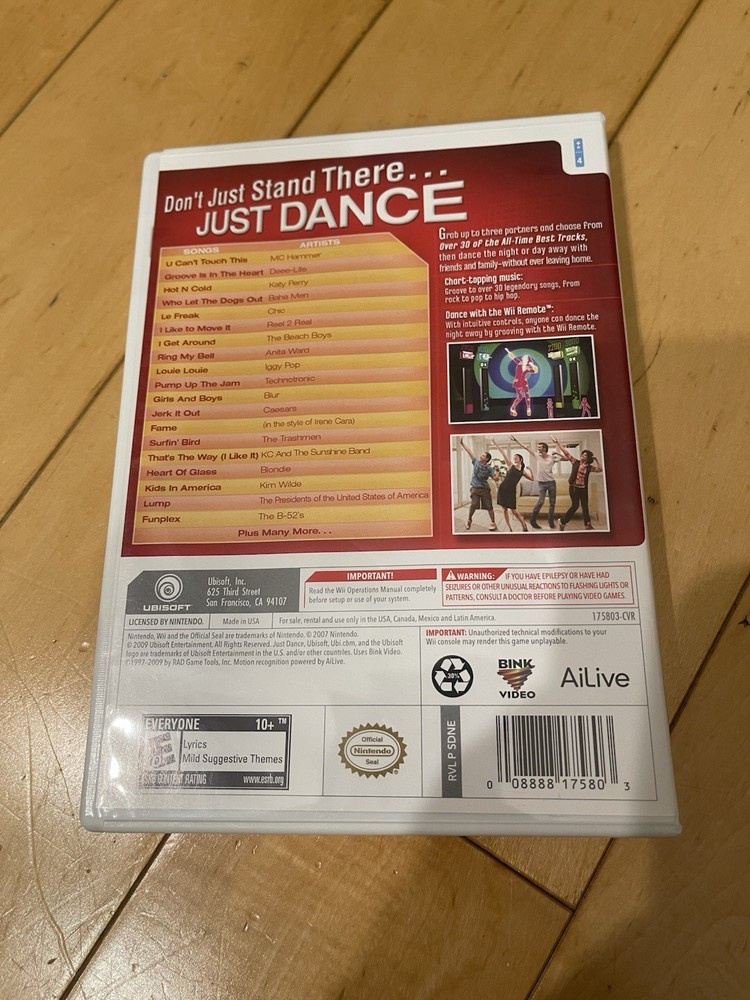 Ubisoft Just Dance DVD Keep Case for Nintendo Wii Original Game Box