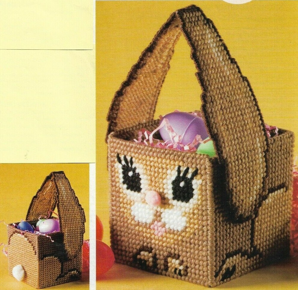 BUNNY BASKET EASTER PLASTIC CANVAS PATTERN INSTRUCTIONS