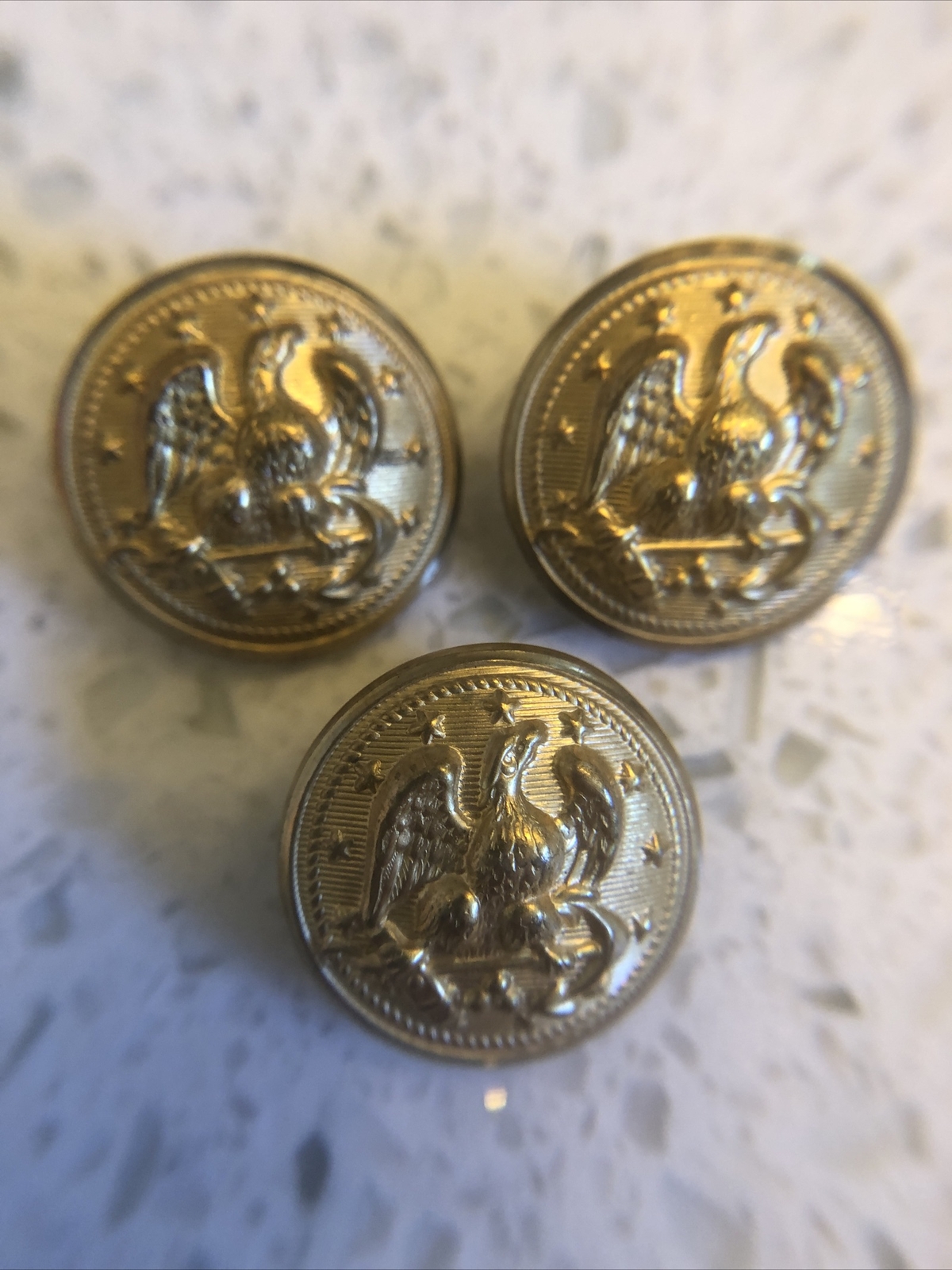 OLD EARLY UNION US NAVY EAGLE UNIFORM COAT BUTTON No Maker Lot Of 3 19 mm