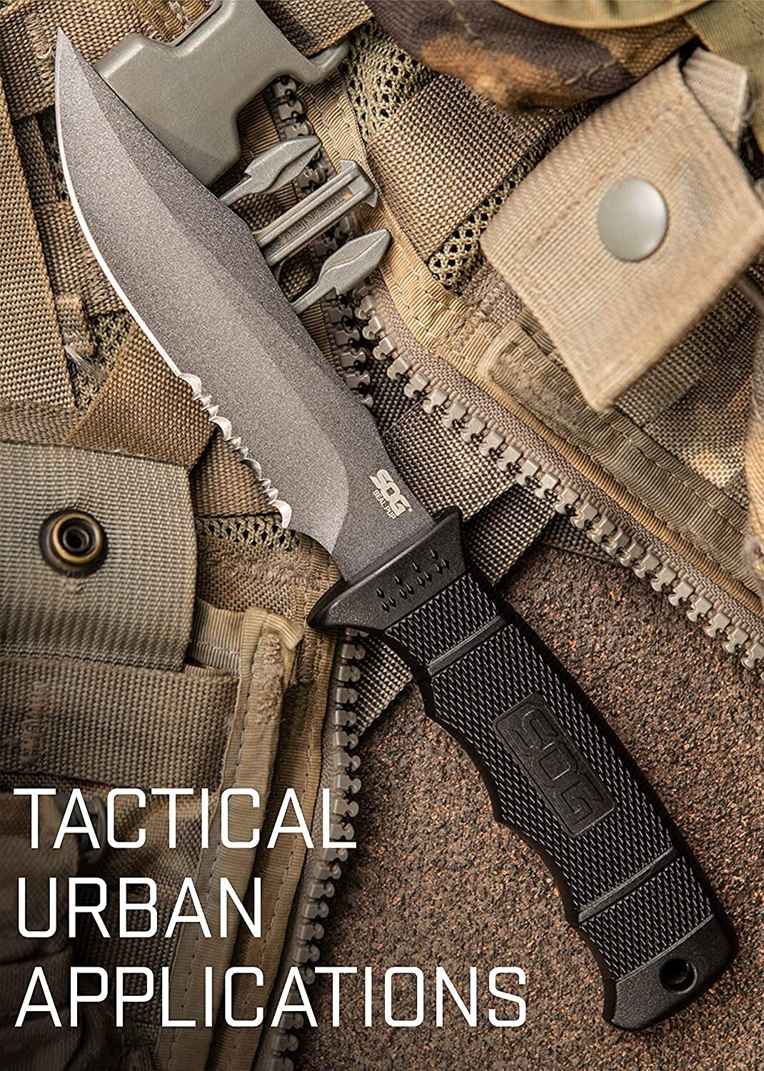 SOG Fixed Blade Knives with Sheath - SEAL Pup Tactical Knife, Survival Knife