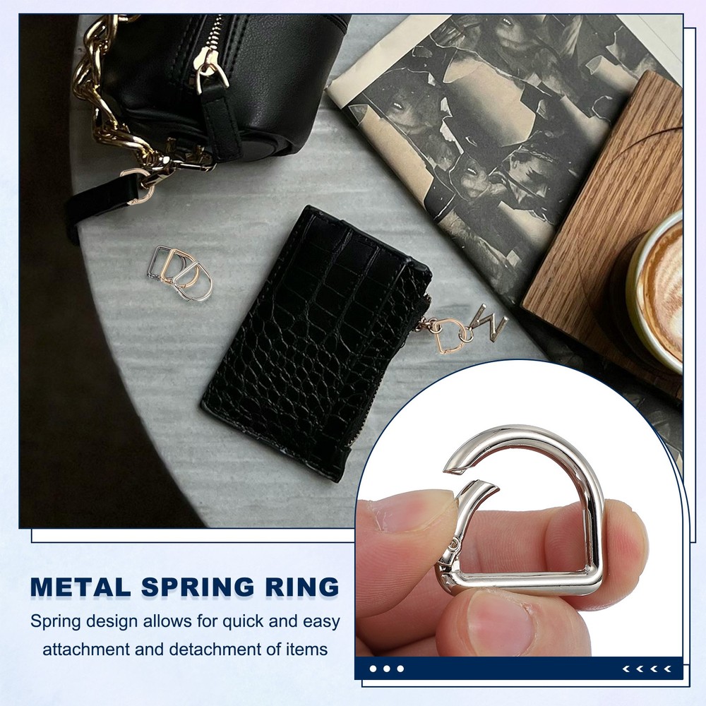 10 Pcs 27mm D Shaped Spring Snap Keychain Clip for Purses Silver