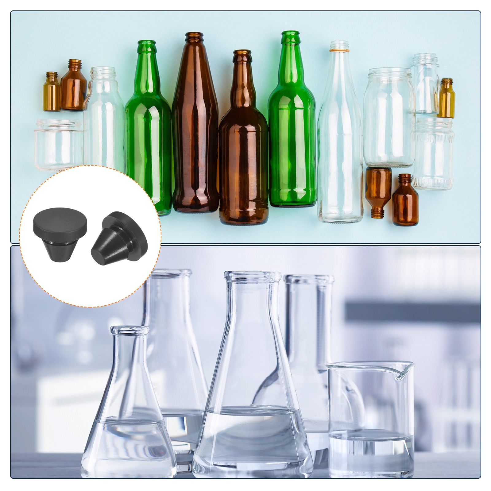 15Pcs Silicone Plugs Rubber Round Hole Plugs for 7-8mm Hole Black