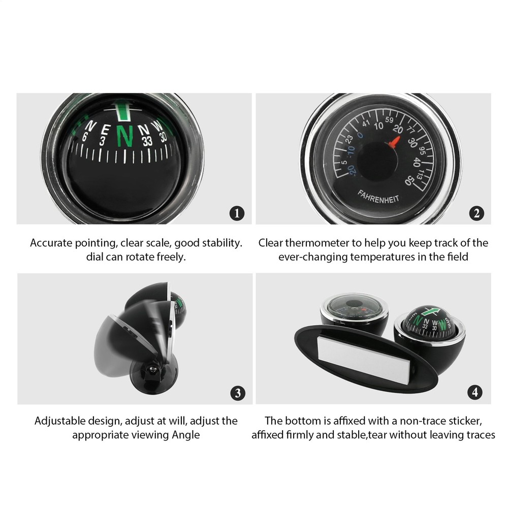Dash Mount Compass Navigation Ball With Temperature Tester For Car