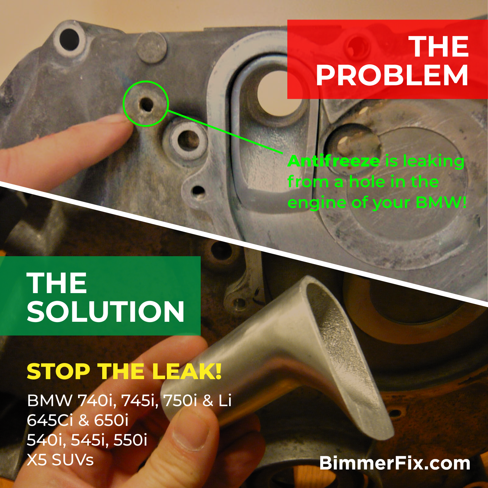 BimmerFix® Coolant Transfer Pipe Repair System! IT WORKS OR YOUR MONEY BACK!!!