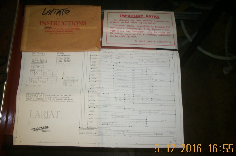 1969 GOTTLIEB Lariat Pinball Machine Schematic