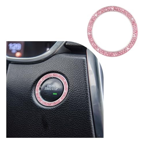 Bling Crystal Double Rhinestone Car Engine Start Stop Decoration 1 PC Pink