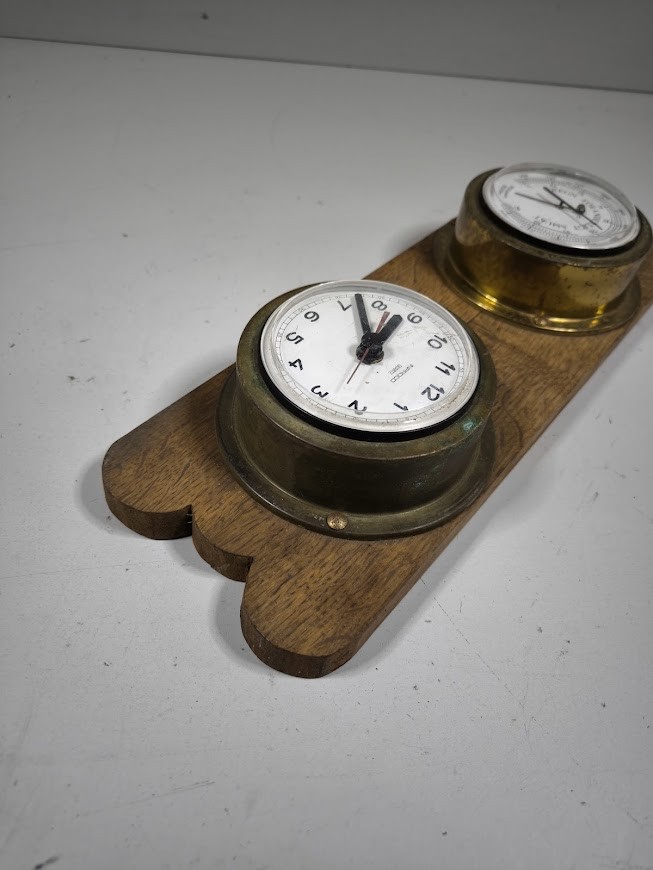 Vintage Wall Clock & Barometer Set - Working