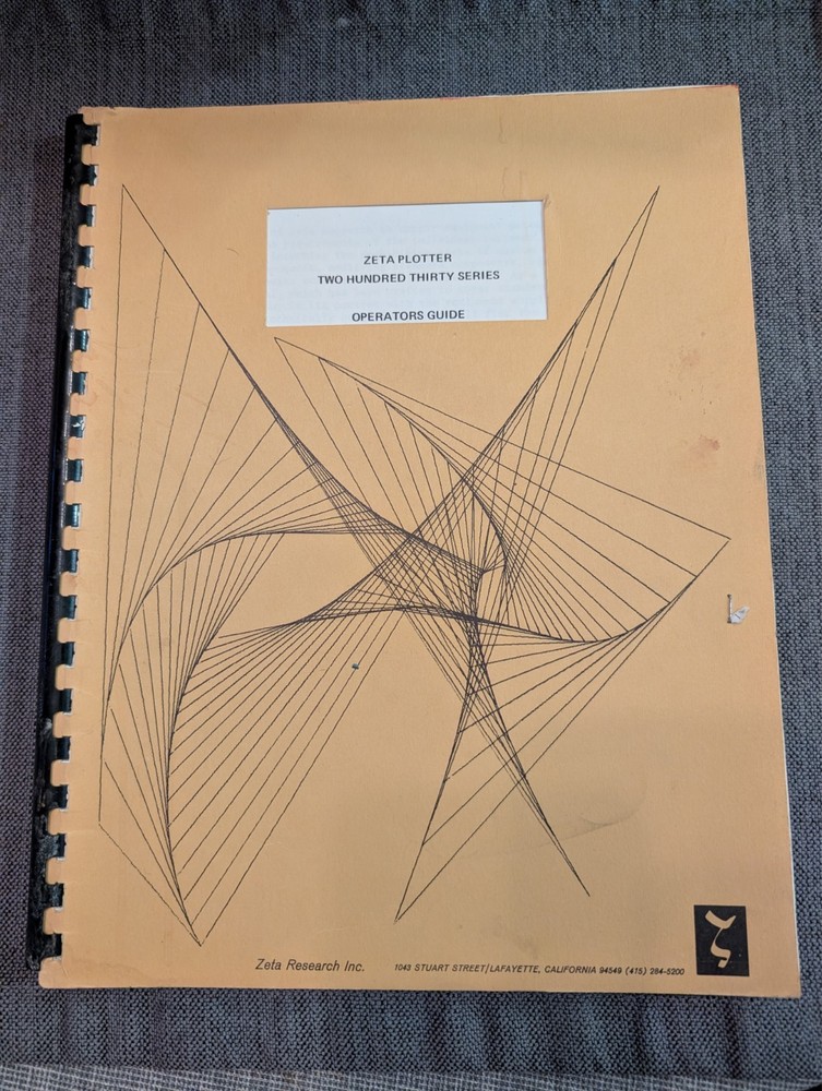 Zeta Research Model 230 Plotter - three different manuals