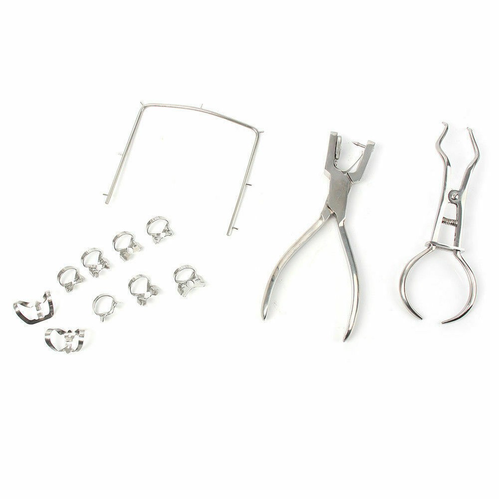 Dental Dentist Basic Rubber Dam Kit Surgical Instruments Set 12 Pcs Stainless