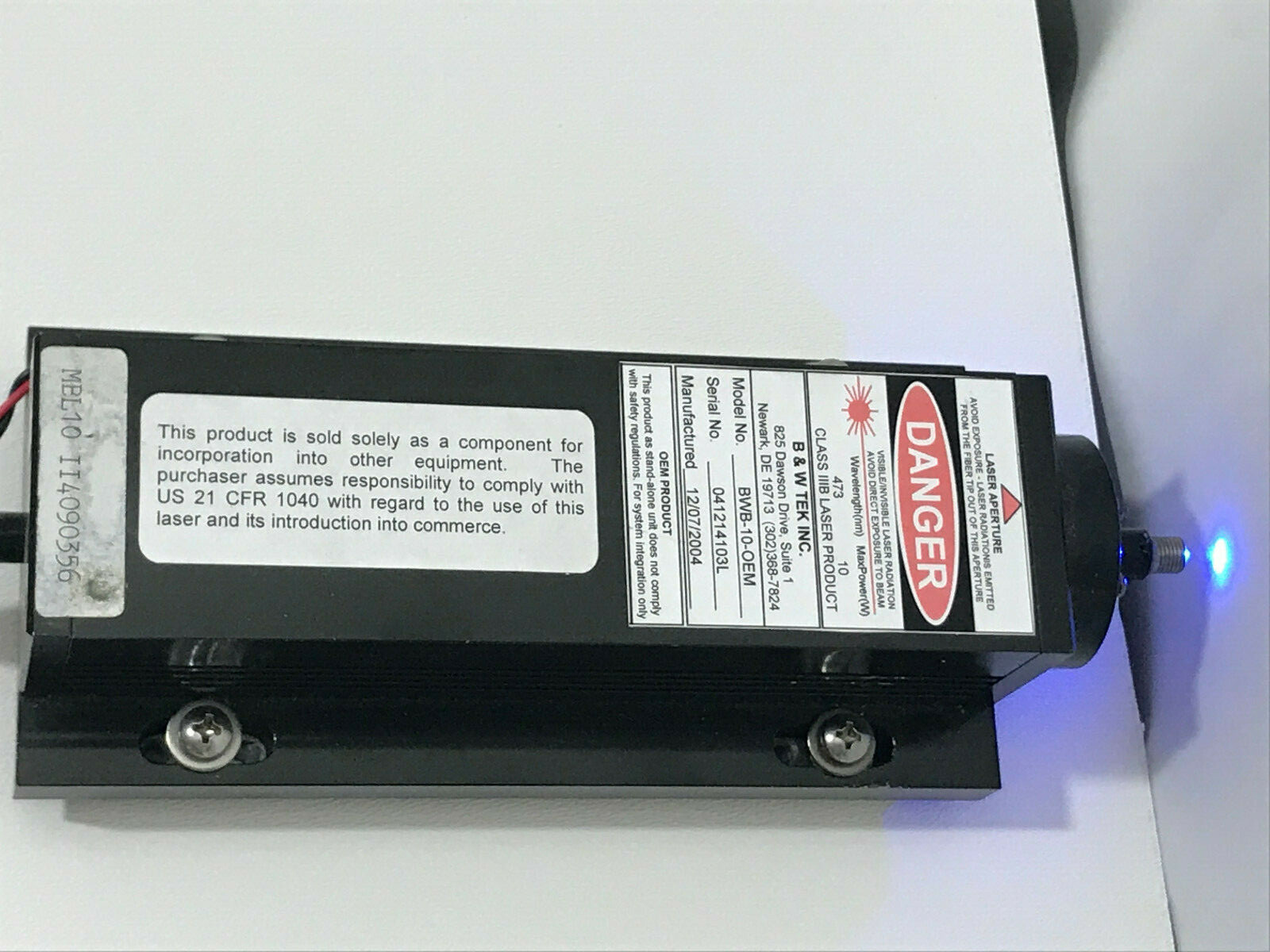 B&W Tek 473nm DPSS laser - BWTEK B&WTEK BW TEK - Diode pumped solid state RAMAN