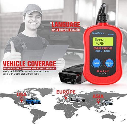 Autel MS300 OBD2 Scanner Code Reader, Turn Off Check Engine Light, Read & Erase