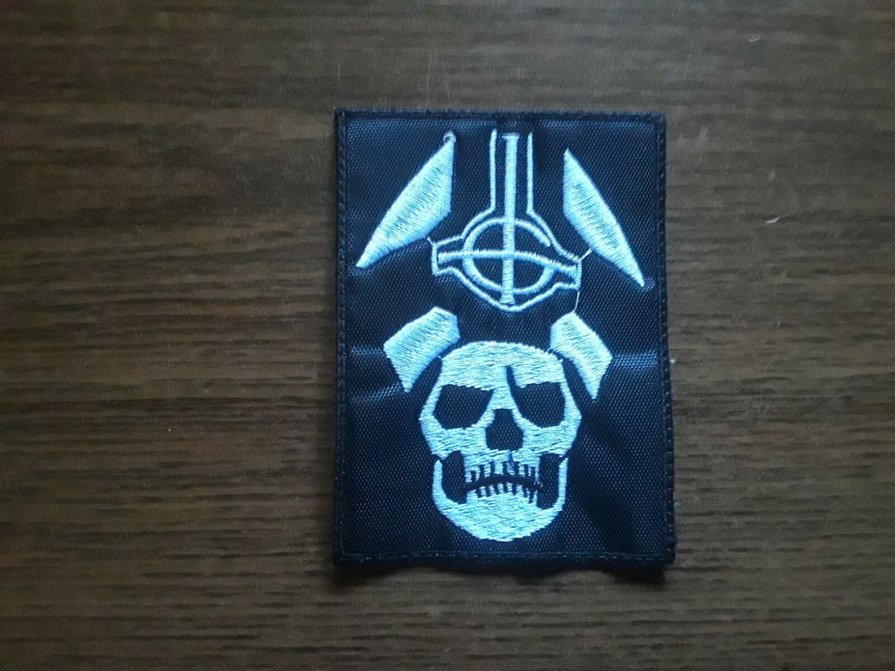 GHOST + LOGO,SEW ON WHITE EMBROIDERED PATCH