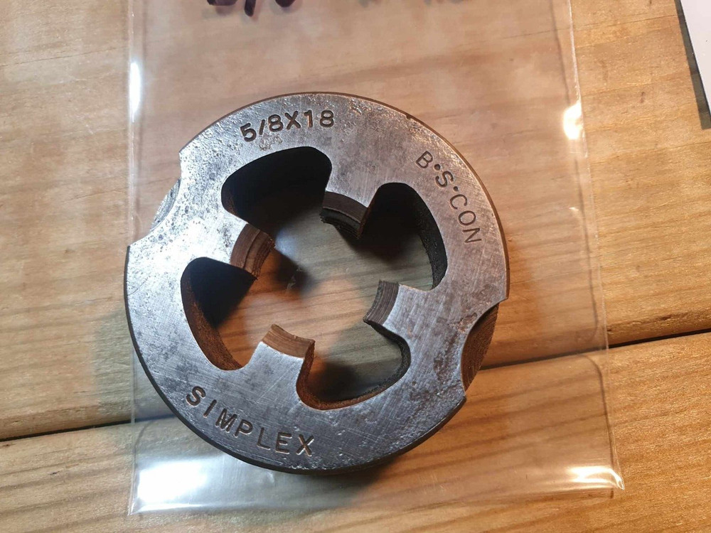 Vintage Simplex Conduit Pipe 5/8" Die Old Engineering Hand Tools Mechanic Thread