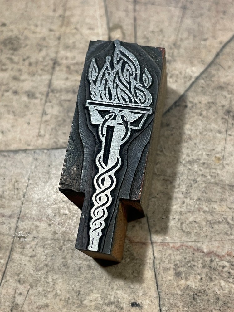 Printing Letterpress Printers Block Torch And Flame / Fire (1742)