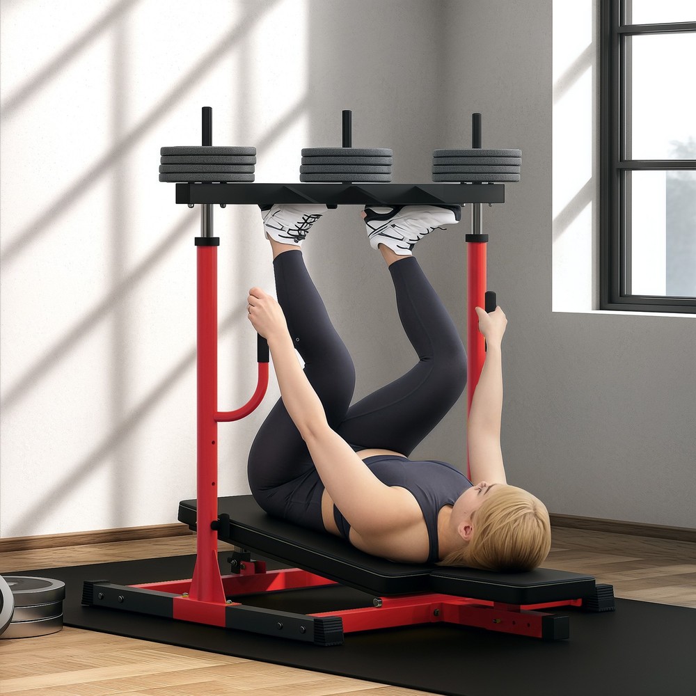 Leg Press Machine with Adjustable Leg, Back, Head Positions, Red