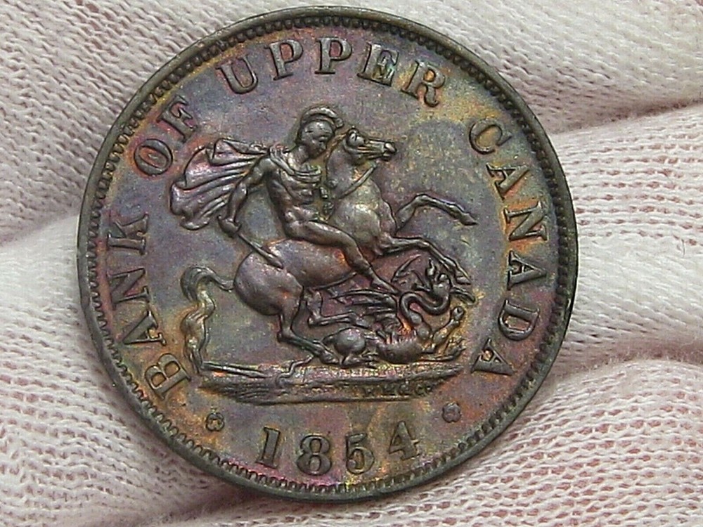 UNC 1854 ½ Penny Token Upper CANADA.  #55