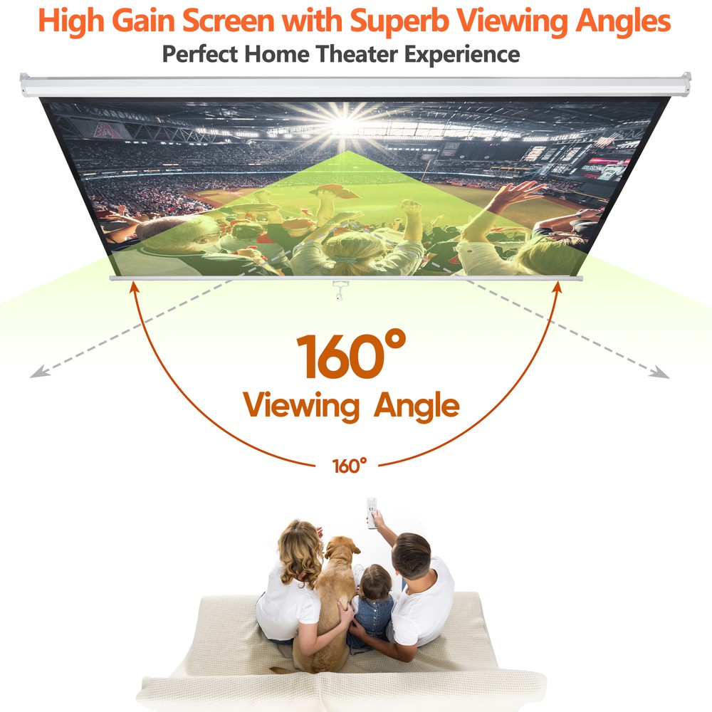 Foldable Portable 100" Projector Screen 16:10 Hd Projection Screen Manual Pull
