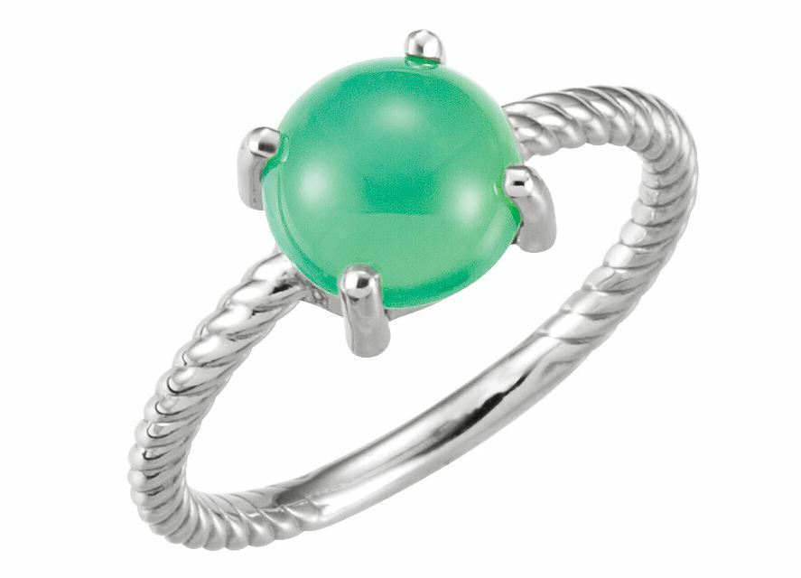 Sterling Silver Round Cabochon Cut Solitaire Ring Setting - Rope Style Ring Moun