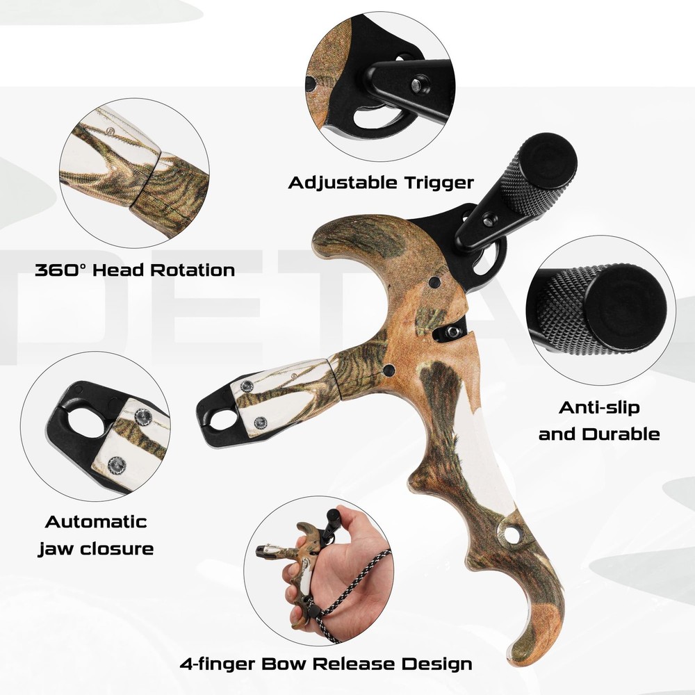 Bow Release for Compound Bow, Archery Release Trigger, 360° Rotatable Thumb R...
