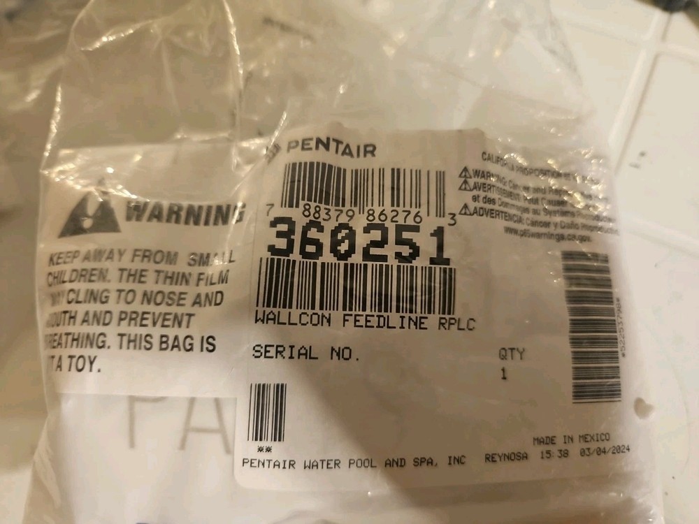 Pentair 360251 Feedline Wall Connector Kit