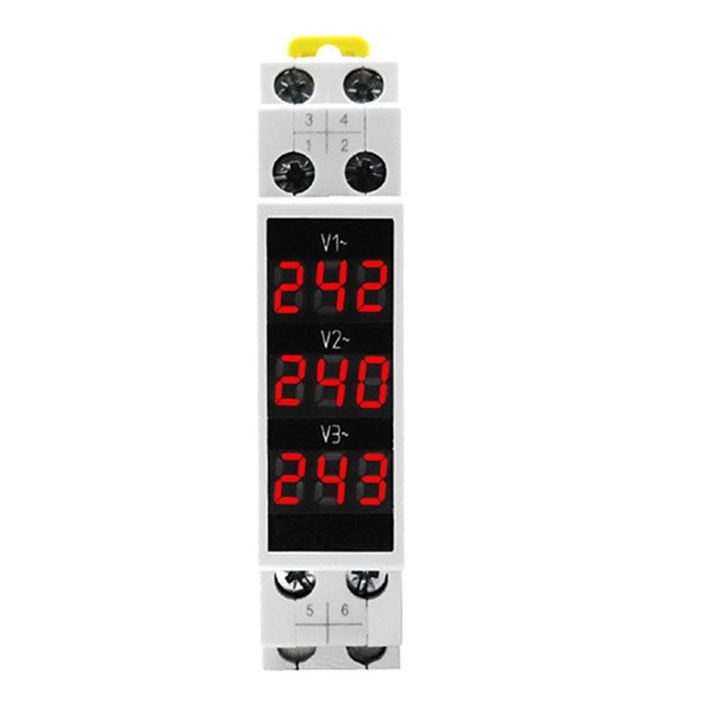 Three Phase Digital Voltmeter BV3R AC 80500V Red Display DIN Rail Meter