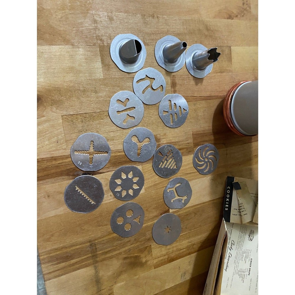 Mirro Cookie Pastry Press Complete Original Box Mid Century Baking Set