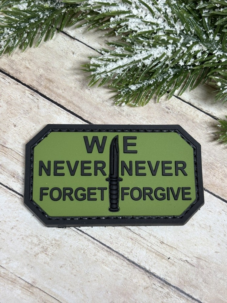 PVC Tactical Patch - We Never Forget Never Forgive Patch - Knife Morale Patch