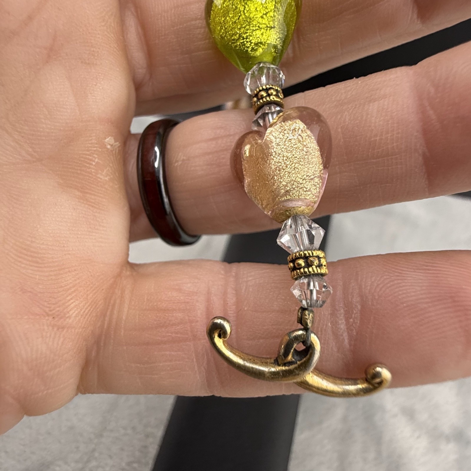 Vintage Lampwork Bracelet Beaded Heart 7”