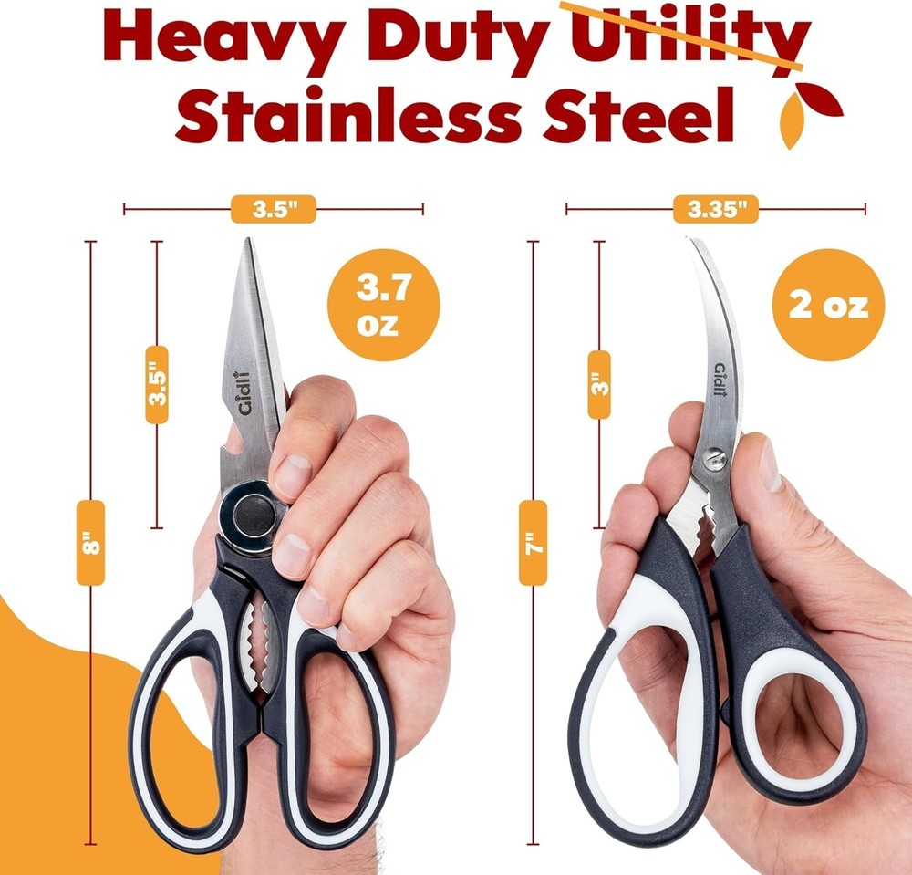 Versatile Utility Scissors - Ergonomic Grip, Dishwasher Safe