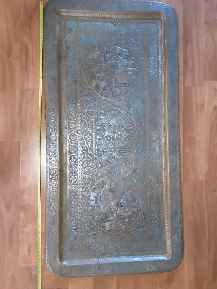 PERSIAN ISLAMIC COPPER MIDDLE EASTERN 43” X 22”  Rectangle Tray