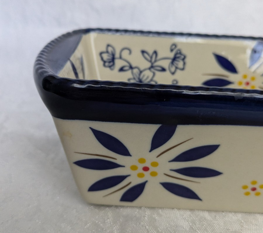 Temptations Old World Blue Mini Bread Loaf Pan Bakeware Ovenware 12 Oz
