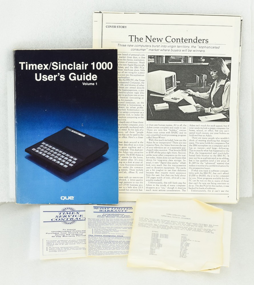Timex Sinclair 1000 Personal Computer, 1016 16K Ram Module, and 3 Tapes