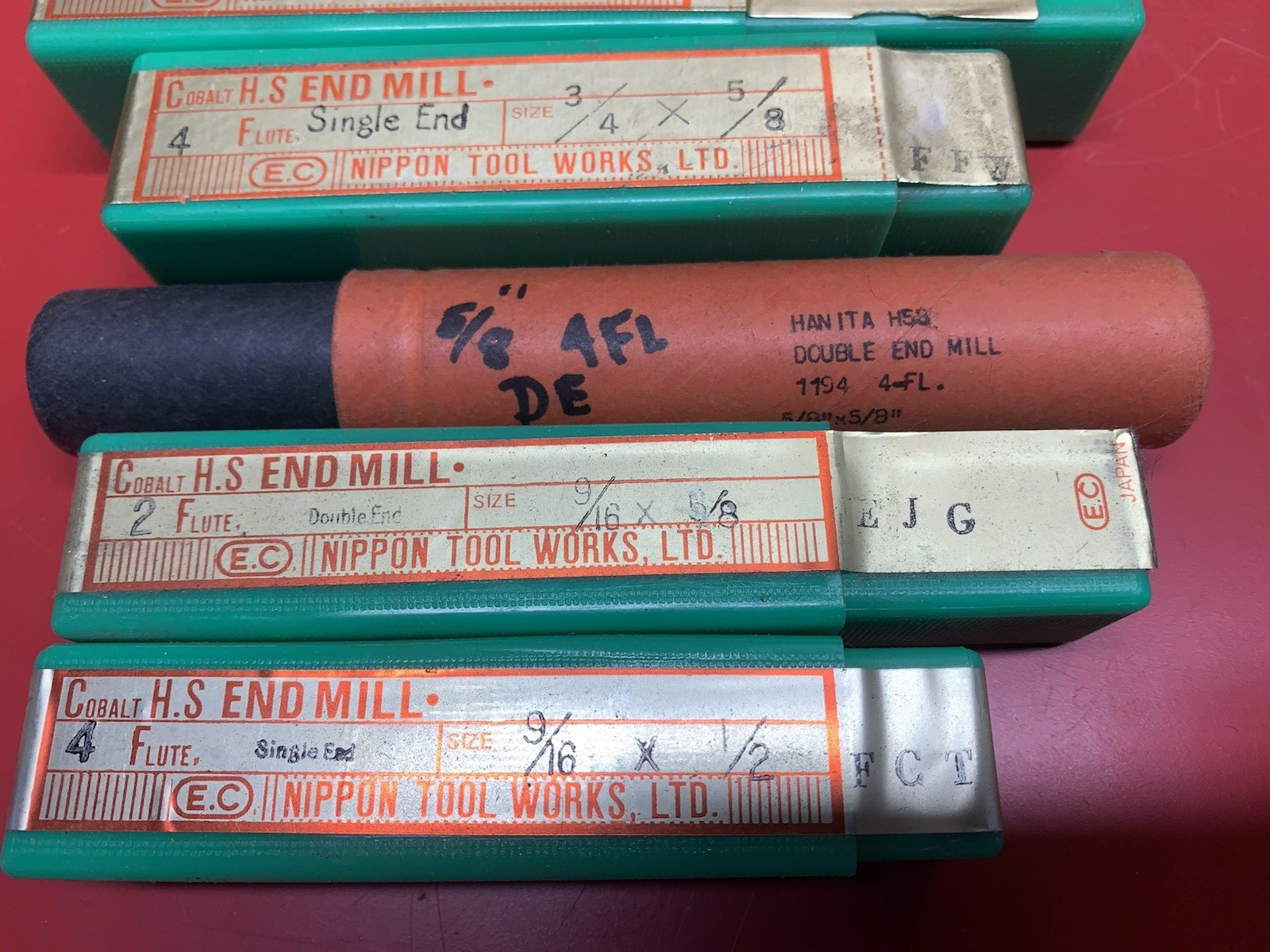 Lot of 23 2 & 4 Flute Cobalt End Mills 7/8" to 7/32" (NOS) Bridgeport Mill