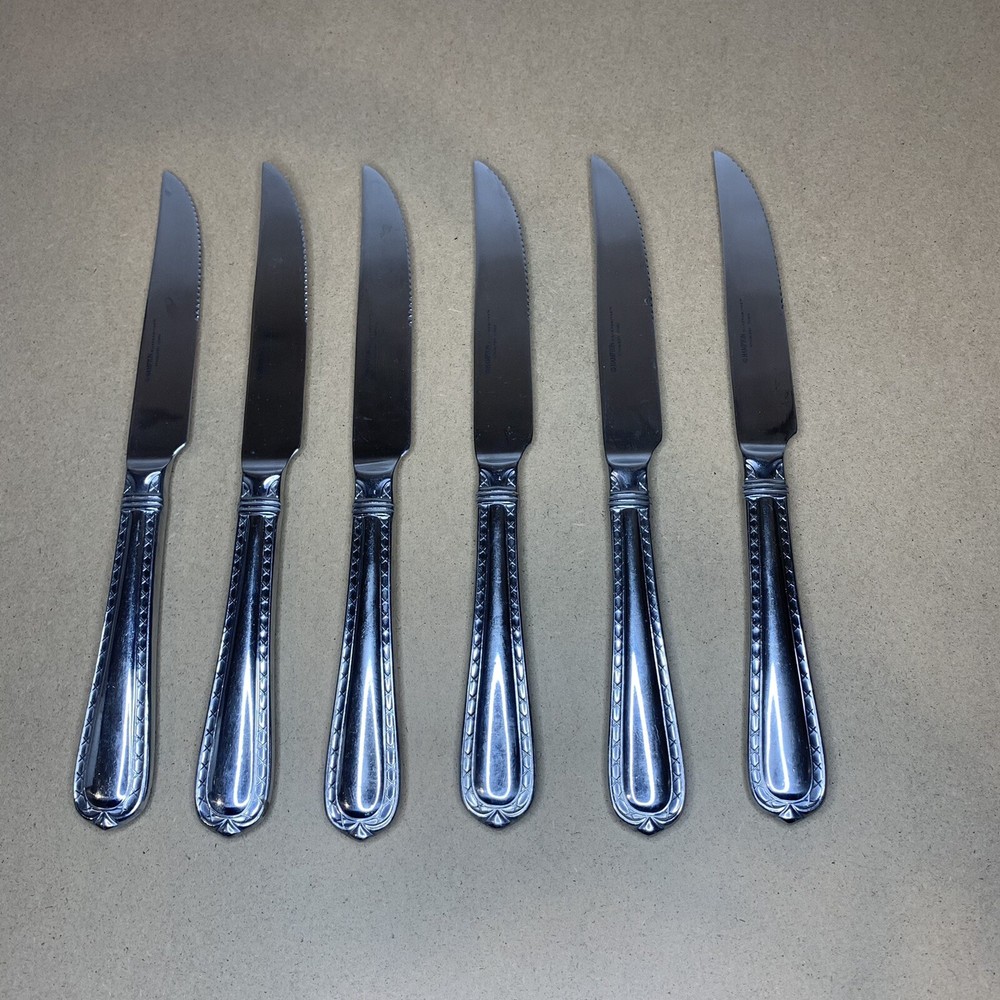 Hampton Silversmith Knives Stainless Nobility Pattern Set Of 6 Dinner Knives