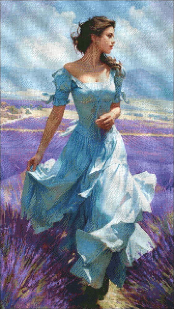 Grace in the Lavender Fields - Chart Counted Cross Stitch Patterns Needlework