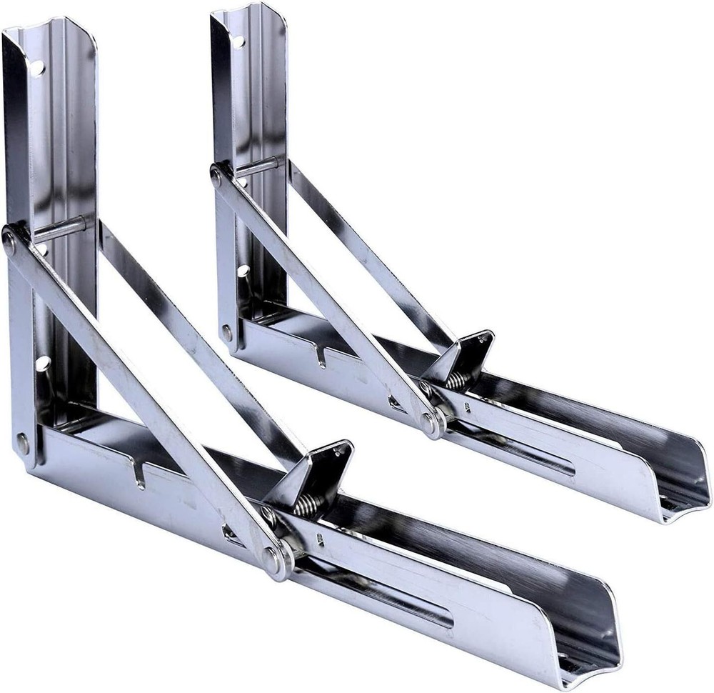 2Pack Heavy Duty Shelf Stainless Bench Table Folding Bracket Support 660lb/300kg