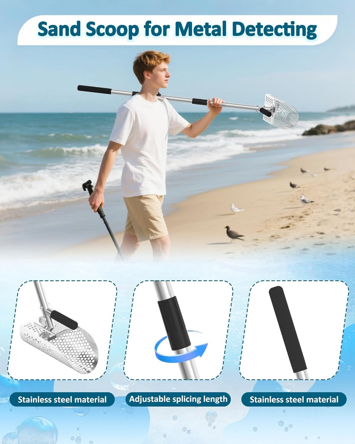 Stainless Steel Sand Scoop for Metal Detecting and Treasure Hunting
