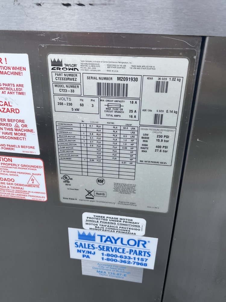 Taylor C723-33 , Water Cooled, 3 Phase Excellent condition