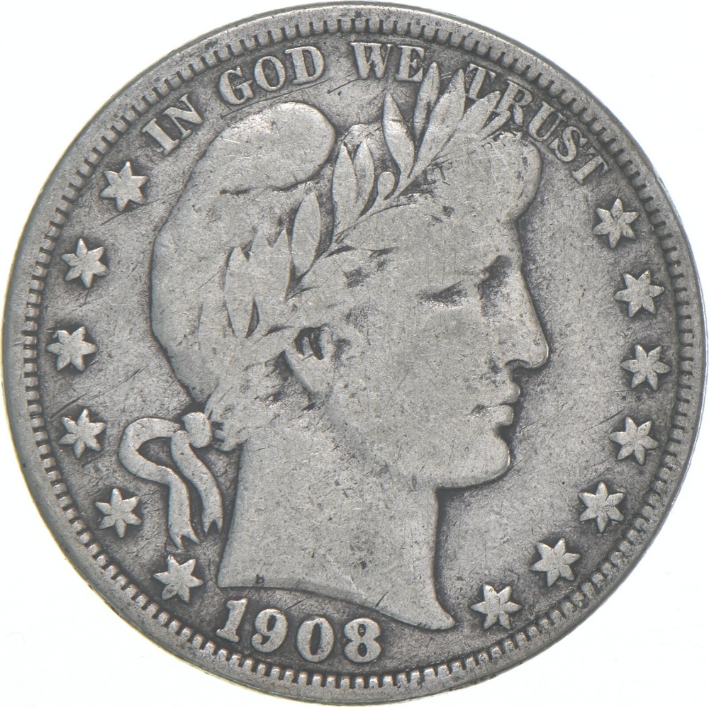 1908-D Barber Half Dollar Average Circ